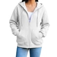 thumbnail image 4 of Hpapadks Womens Zip Up Hoodie Teen Girls Cozy Zipper Hoodie Soft Casual Street Style Womens Zip Up Sweatshirt White, 4 of 7