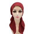 thumbnail image 3 of Prolriy Hijab Undercap Head Hat Cap Ethnic Pre Tied Braid Hair Cover Wrap Turban Headwear Hat Baseball Cap Hats for Women Wine One Size, 3 of 6
