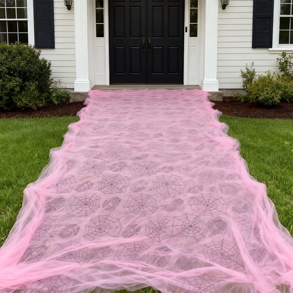 Pink Halloween Decorations Halloween Fabric 59 X 40 Inch Light Pink Web Fabric Spooky Halloween Decor for Home Party Crafting 1 Pack