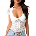 thumbnail image 1 of Camisa de Larga con Encaje para Mujer, Corte Bajo, Estilo Y2K, Corte Entallado, Ideal para Salir, Discotecas y Conciertos. S, 1 of 9