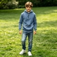thumbnail image 2 of WAVSUF Boys Cargo Hoodie Loose Fit with Pockets Long Sleeve Fall Casual Sweatshirt Blue 7-8, 2 of 7
