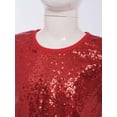 thumbnail image 5 of Zaldita Kids Girls Short Sleeve Sequin Hip Hop Jazz Street Dance Crop Tops Glitter Sparkly Party Shirts Tee Blouse Red 2-3, 5 of 6