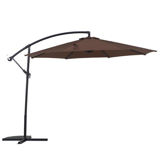 Grand Patio 10 Ft Offset Cantilever Outdoor Market Patio Hanging Umbrella With Crank Brown Walmart Com Walmart Com