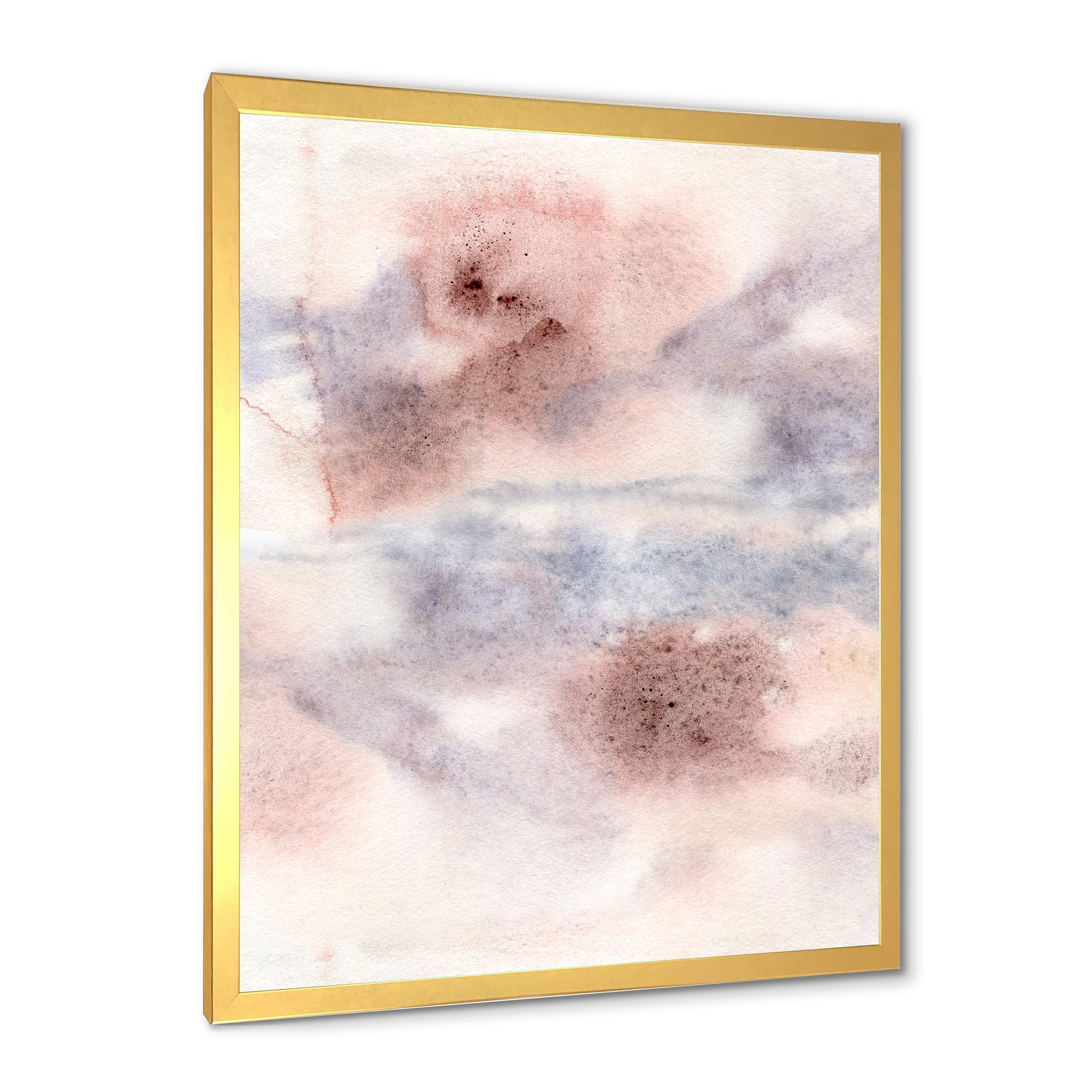 Designart 'Pastel Abstract With Gray Blue Pink and Red Spots' Modern Framed Art Print
