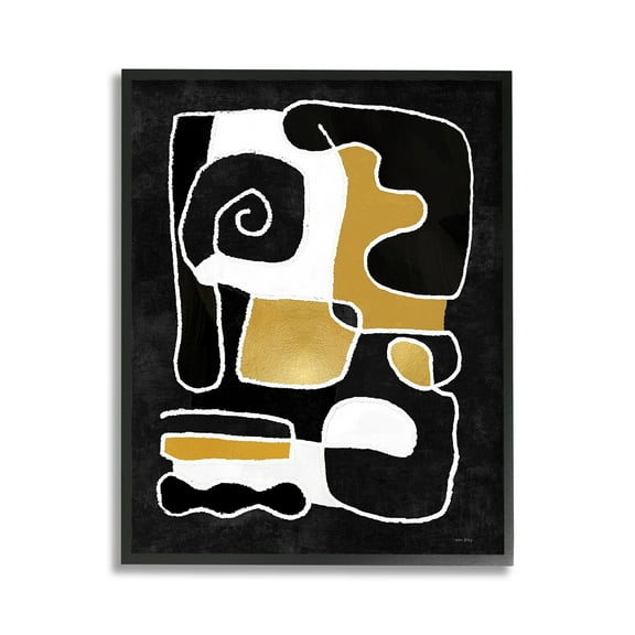 Stupell Industries Black & Glam Squiggles Abstract Painting Black Framed Art Print Wall Art, 11 x 14