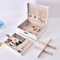 thumbnail image 4 of Joyero De Cuero De Doble Capa Para Mujer, Organizador De Joyas De Viaje, Caja De Almacenamiento Multifunción Para Collar, Pendientes Y Anillos Noticed AP007005-01, 4 of 6