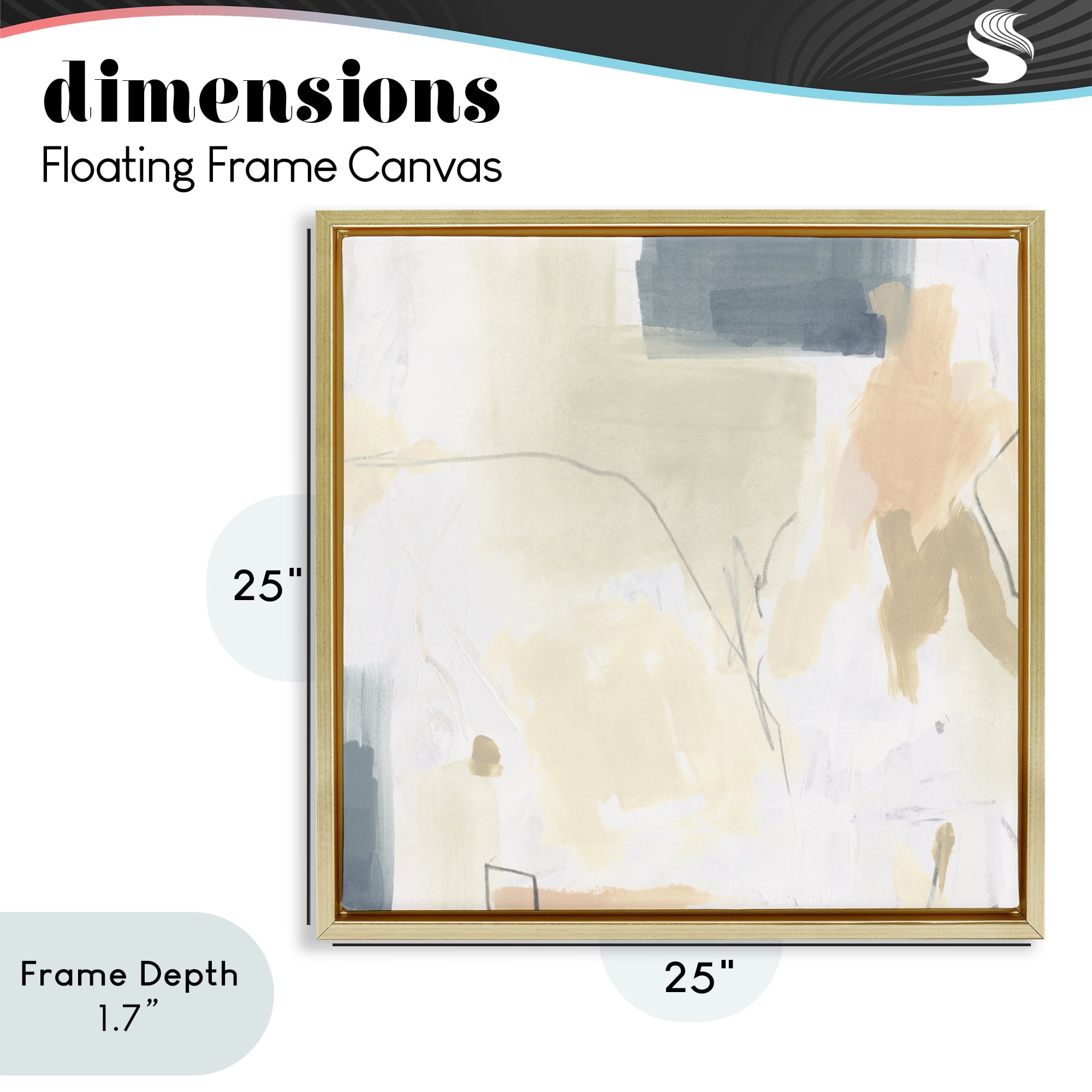 Stupell Industries Plaster Line Abstract Gold Framed Floater Canvas Wall Art, design by June Erica Vess
