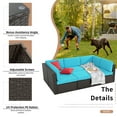 thumbnail image 6 of Walsunny 6 Pieces Patio Furniture Sets Outdoor All-Weather Sectional Patio Sofa Set PE Rattan Manual Weaving Wicker Patio Conversation Set Blue, 6 of 7