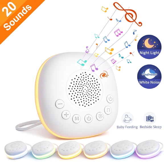 GJX 2026 New White Noise Machine for Baby Adults – Portable Sound Machine with 20 Soothing Sounds, Timer Night Light for Sleep, Baby Feeding, Bedroom Travel