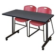 thumbnail image 3 of Regency Kobe 66 x 24 in. Mobile T-Base Training Table- Mocha Walnut, 2 Zeng Stack Chairs- Blue, 3 of 7
