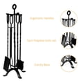 thumbnail image 3 of Amagabeli Ensemble d'Outils de Cheminée 5 Pcs Intérieur Fer Forgé Foyer Grande Poêle à Bois Poêle à Bois Pinces à Bois Kit d'Outils avec Poignées Moderne Noir Accessoires Extérieurs, 3 of 4