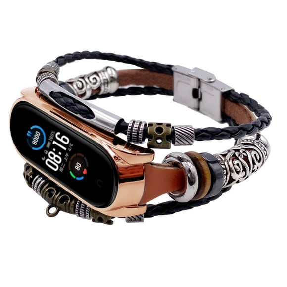 Cameland For Mi 6 Replacement Leather-Beading Bracelet Strap Weave-