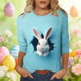 thumbnail image 2 of Camisetas de Pascua para Mujeres Impresión de la Moda Suelo Casual de Tres Cuartos de Manga, Camisetas Casuales de las Mujeres para Primavera Verano, 2 of 5