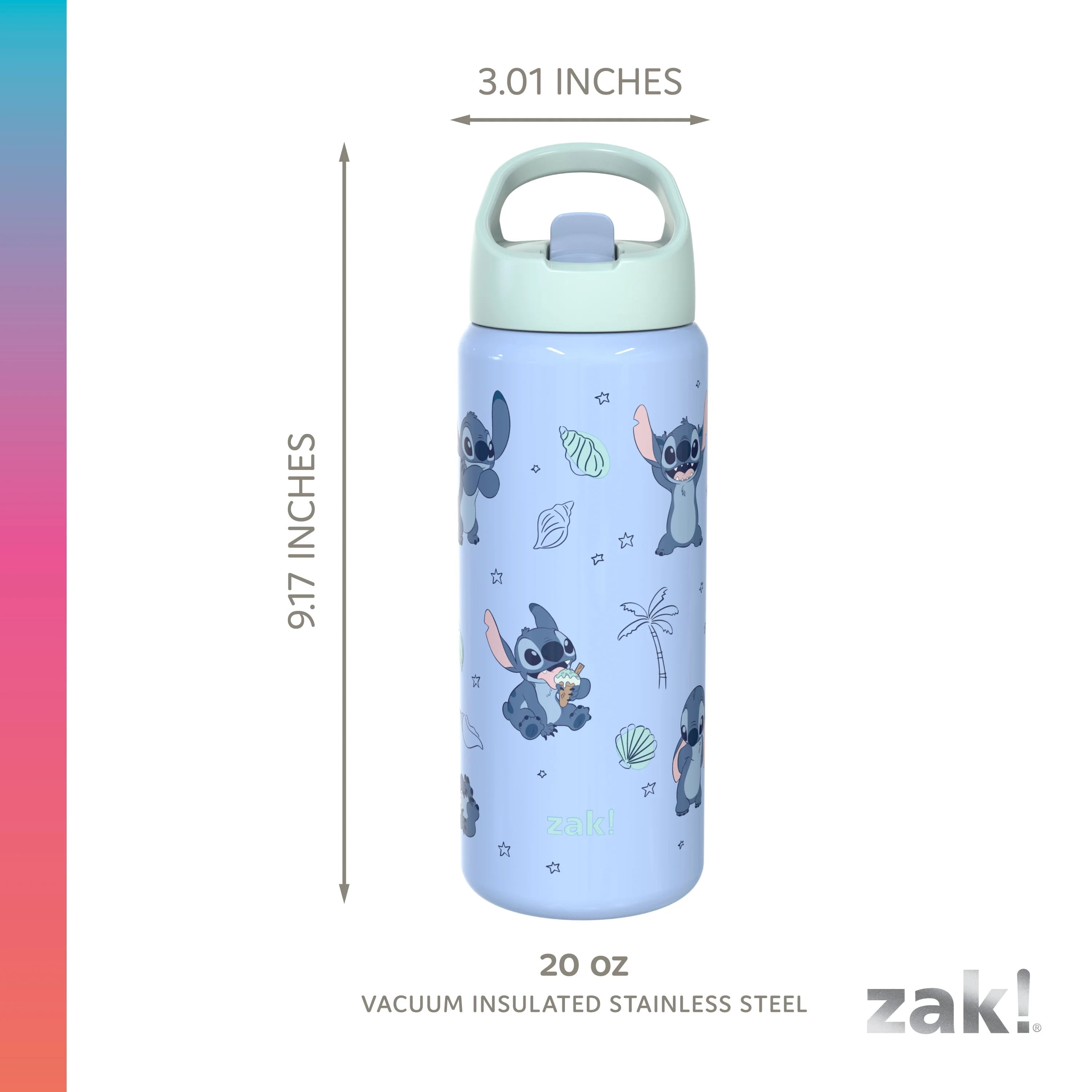 Zak Designs 20oz Lilo And Stitch Stainless Steel Clutch