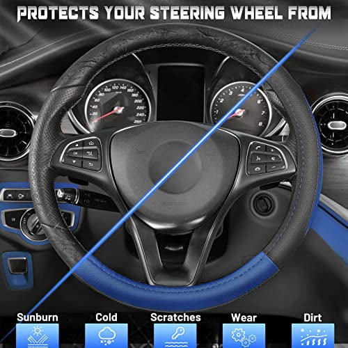 Charmchic Camo Purple and Blue Microfiber Leather Steering Wheel Cover for Girl Women and Men Universal Fit 15 Inch Car Anti-Slip Odorless Sport Protect Hand from Hot Cold Applicable to Accord