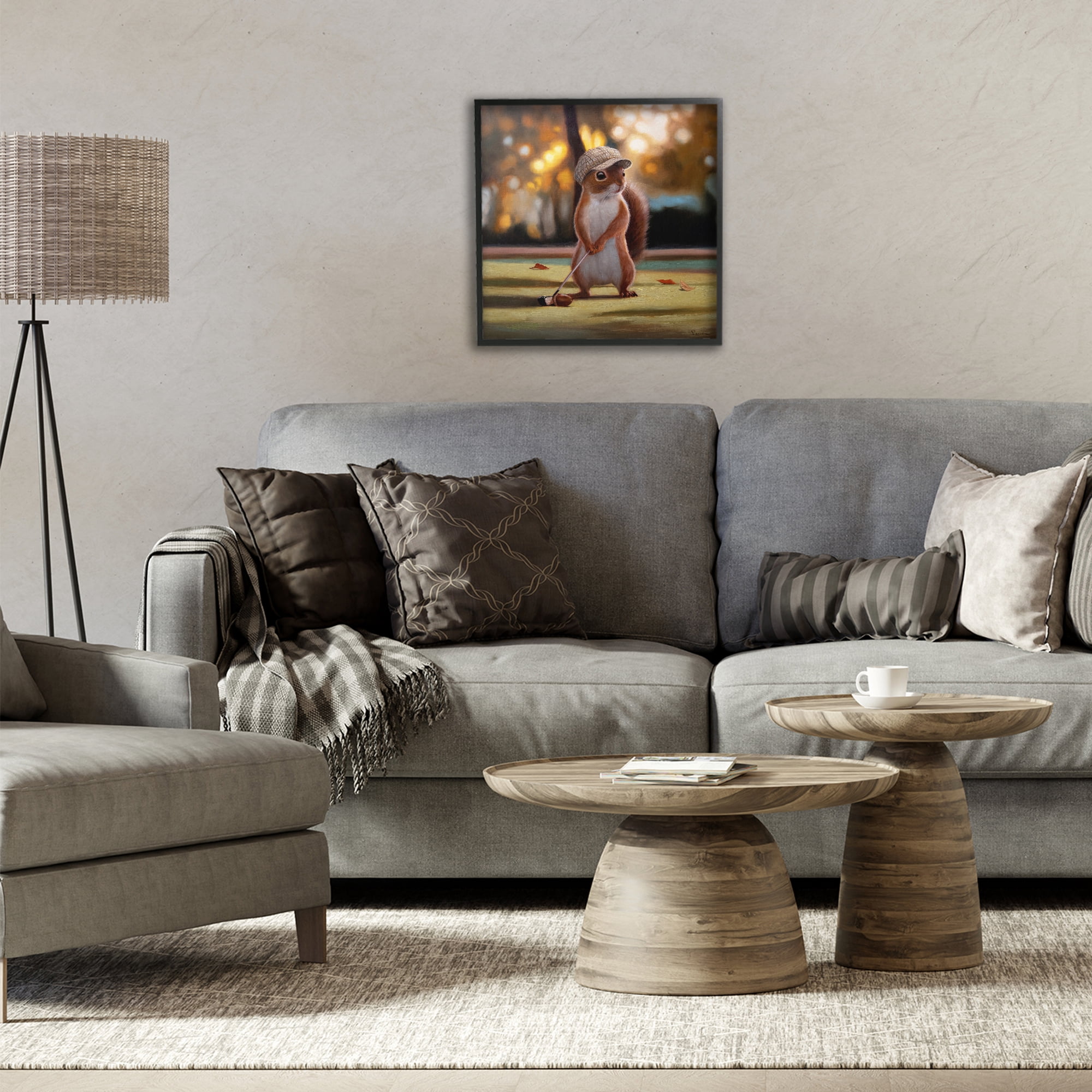 Stupell Industries Golf Nut Squirrel Black Framed Giclee Art, design by Lucia Heffernan