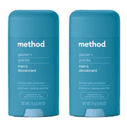 Method Men Deodorant, Glacier + Granite, Aluminum and baking soda free, 24 Hour Odor Protection, 2.65 oz. (2 Pack)