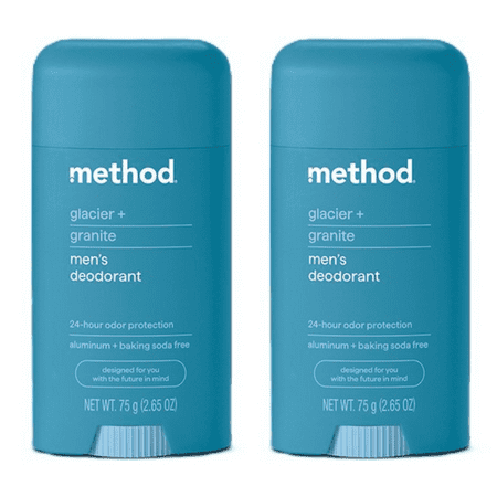 Method Men Deodorant, Glacier + Granite, Aluminum and baking soda free, 24 Hour Odor Protection, 2.65 oz. (2 Pack)