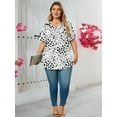 thumbnail image 5 of SHOWMALL Women's Plus Size Tops V-Neck Loose Fit Comfy Button Henley Shirt White Lovely Hearts 5X Short Sleeve Curvy Fit Blouse, 5 of 6
