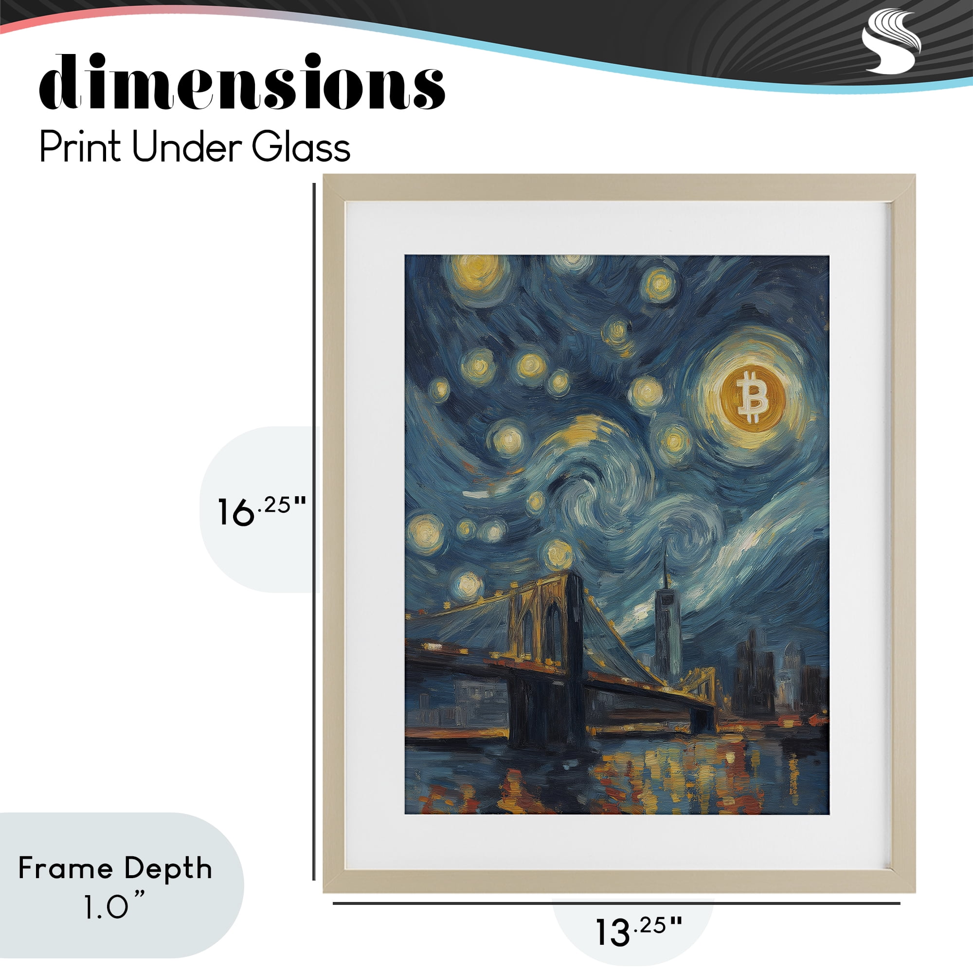 Stupell Industries Iconic Blockchain Moonlight Birch Framed Print Under Glass, design by Svetlana Aleynikova