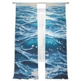 thumbnail image 2 of Abstract Ocean Wave Sheer Curtains 108 Inches Long 2 Panels Modernism Blue Marine Light Filtering Semi Sheer Window Curtains Drapes for Bedroom Living Room 52"x108", 2 of 7
