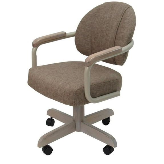 M-79 Swivel Dining Chair on Wheels - Basin Beige on Beige