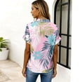 thumbnail image 5 of Hawaiian Shirts for Women Floral Printed Short Sleeve Button Down Shirts Tropical Resort Wear Blouses, 5 of 5