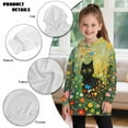 thumbnail image 6 of Xoenoiee Cat Butterfly Flower Print Girls' Long Hoodies Kids Long Sleeve Hooded Tunic Dresses Sweatshirts Outfits Jumpers Pullover Warm Fall Winter Clothes with Pocket, 9-10 Years, 6 of 7