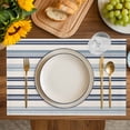 thumbnail image 4 of Blue Striped Placemats Set of 12, Beige Retro Simple Abstract Striped Lines Placemats for Dining Table, Place Mats for Kitchen Tabletop, Waterproof Wipeable Dining Table Mats Set, 4 of 9