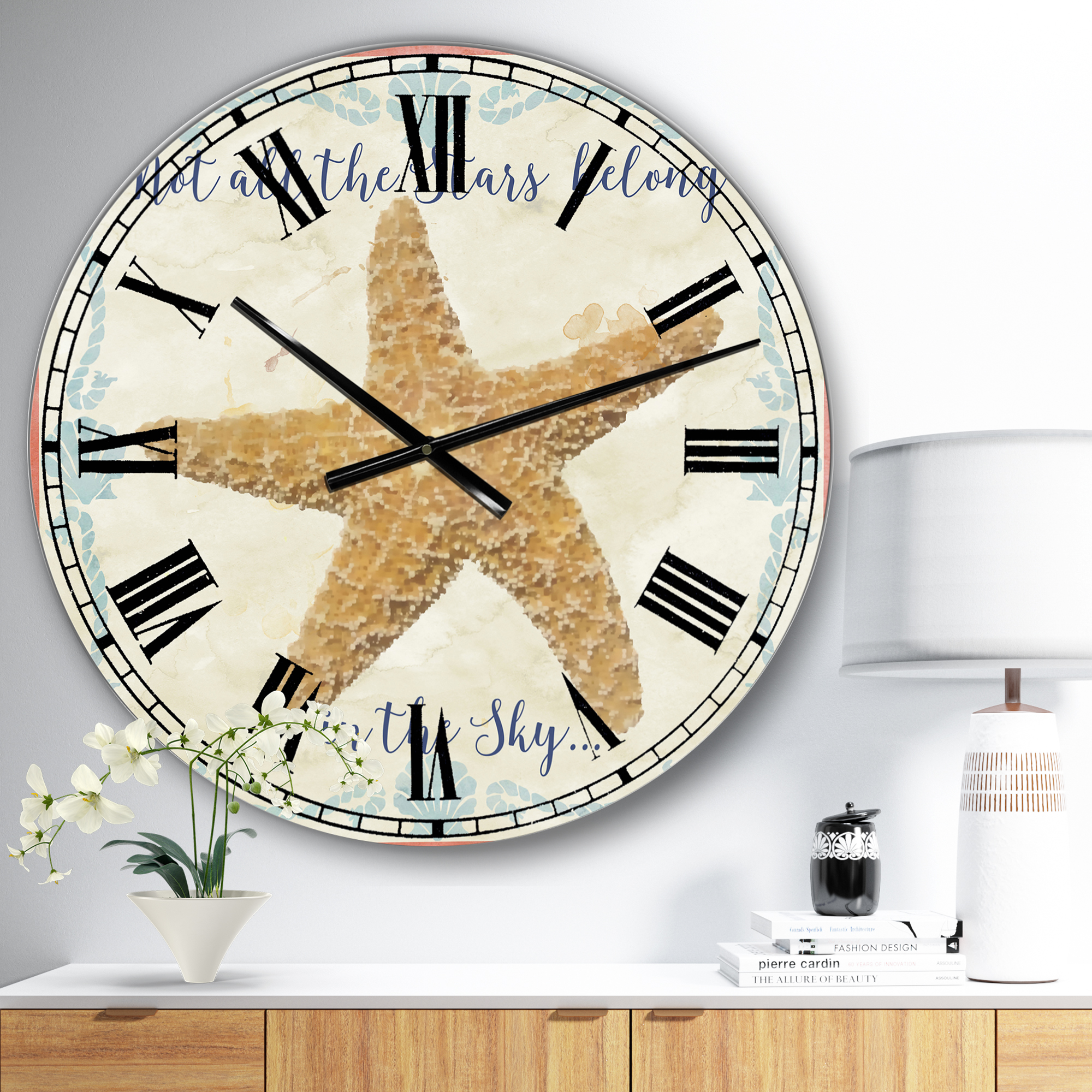 Designart Large Brown Analog Round Nautical,Coastal Wall Clocks, CLM25361-C23
