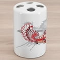 thumbnail image 1 of Cars Ceramic Toothbrush Holder, Hippie Dated Beetle Car with Wings Once Sixties Freedom and Revolution Boho Print, Decorative Versatile Countertop for Bathroom, 4.5" X 2.7", Red Grey, by Ambesonne, 1 of 4