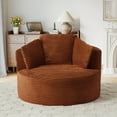 thumbnail image 2 of Muumblus 48.8" Oversized Accent Barrel Chair, Fluffy Round Lazy Sofa Chair for Adults, No Assembly Required, Orange Corduroy, 2 of 10