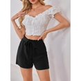thumbnail image 4 of SHIBA-Womens Summer Shorts Casual Drawstring Elastic Bowknot Waist Lightweight Lounge Femme Short with Pockets, 4 of 4