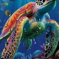 thumbnail image 5 of Orinice  Nautical Green Sea Turtles Beach Colorful Shower Curtain Coralline Fancy Ocean Theme Aesthetics Animal Bathroom Decor Set Machine Washable Waterproof Fabric 69x72, 5 of 7