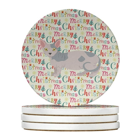 

Minskin Cat Christmas Large Sandstone Coasters Pack of 4 4 in x 4 in