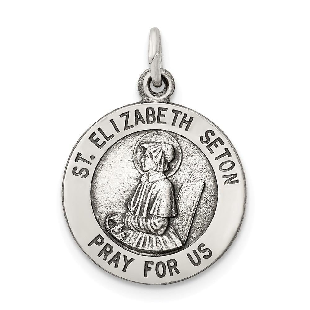 Sterling Silver Antiqued Saint Elizabeth Seton Medal Sterling Silver Antiqued Saint Elizabeth Seton Medal