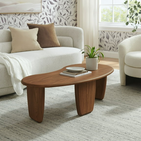 Modway Vetra Kidney-Shaped Free Coffee Table in Brown