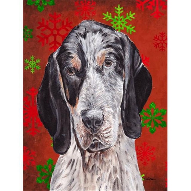 Carolines Treasures SC9745GF Blue Tick Coonhound Drapeau de Vacances Flocons de Neige Rouges Taille Jardin