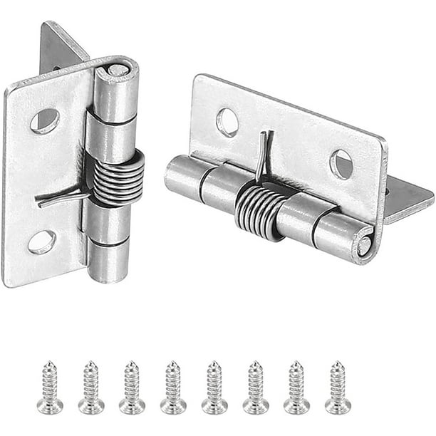 4 bisagras de resorte de apertura automática, bisagras de puerta de resorte de cierre automático de acero inoxidable 304, bisagras de cierre automático para puertas invisibles(1.5 pulgadas)