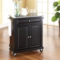 thumbnail image 2 of Bowery Hill Traditional Wood Kitchen Cart with Granite Top in Black, 2 of 6