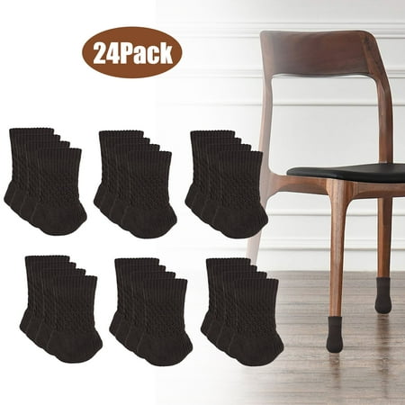 Slim Furniture TSV Chair Socks 24PCs Furniture Feet Socks Covers - High Elastic Knitted Chair Leg Floor Protectors, Non Slip Furniture Booties Set ()