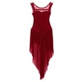 thumbnail image 5 of Kaerm Girls Lyrical Dance Costume Sleeveless High-low Hem Morden Contemporary Flowy Leotard Dress Burgundy 6, 5 of 8