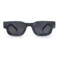 thumbnail image 4 of Small Thick Beveled Horn Rim Rectangle Plastic Mod Fashion Sunglasses Grey Marble - Black, 4 of 7