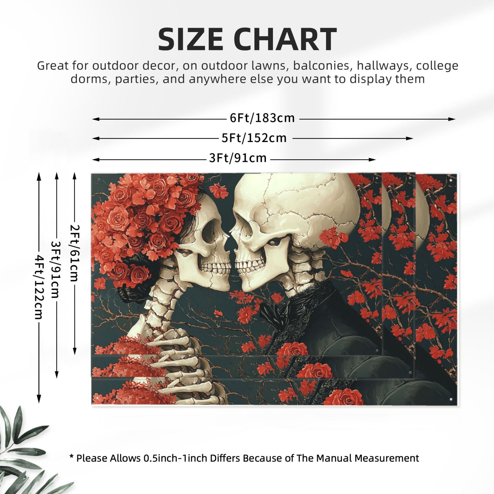 Gothic Skull Couple Four Hole Decorated Banner Flag for Garden Yard Home Decoration Indoor Outdoor 4x6 Ft