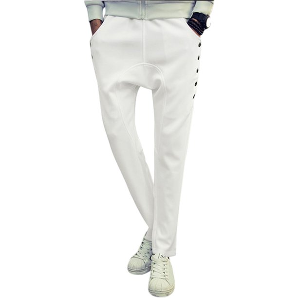 Pantalon de Survêtement à Taille Élastique pour Homme Blanc S