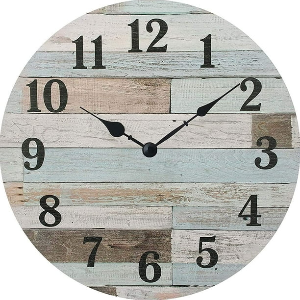 Light Blue Round Wall Clock Quality Quartz Battery Operated Clocks Vintage Rustic Style Wooden In Home Decor 12 Com - Battery Operated Lighted Wall Clocks Light Blue Round Wall Clock Quality Quartz Battery Operated Clocks Vintage Rustic Style Wooden In Home Decor 12 Com - Battery Operated Lighted Wall Clocks