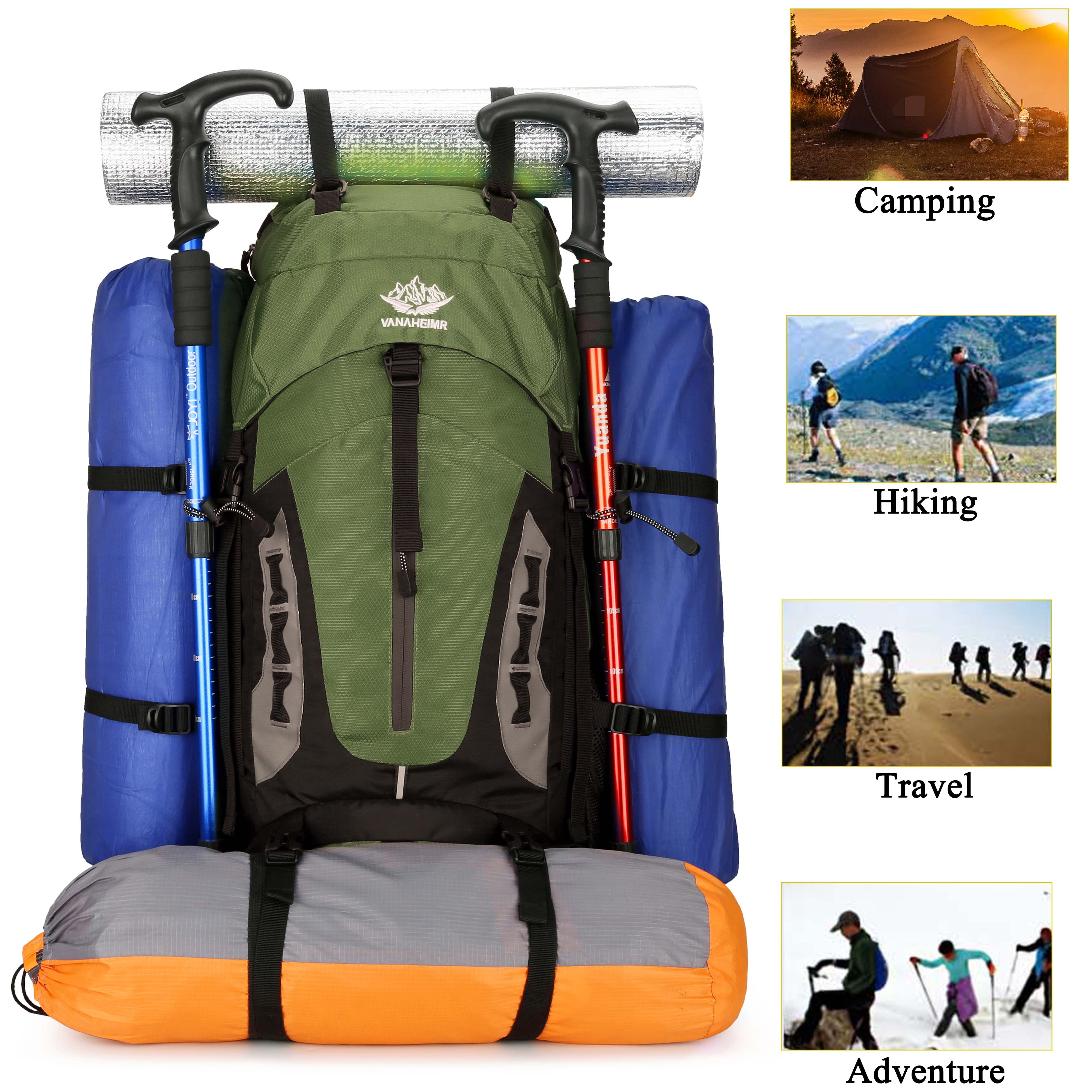 60L Travel Hiking Camping Backpack with Rain Cover,Backpack Water Resistant,Traveling Backpack for Men Women
