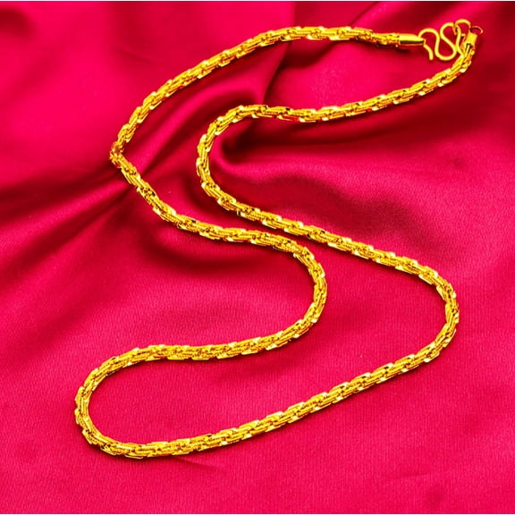 22K 24K Thai Baht Yellow Gold GP Filled Necklace 24 inch 3. 5mm For Women