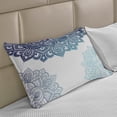 thumbnail image 2 of Flora Knitted Quilt Pillowcover, South Mandala Design Vibrant Color Ornamental Illustration, Standard King Size Pillow Cover for Bedroom, 36" x 20", Pale Blue Dark Blue, by Ambesonne, 2 of 2