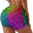thumbnail image 2 of Kdxio Colorful Glitter Print Workout Shorts for Women Seamless Soft Smooth Gym Yoga Scrunch Active Shorts, 2 of 9